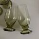 Set of 7 modernist lime green stemmed glasses 1950