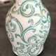 Vintage vase in glazed ceramic with carved decoration of arabesque 22.5 cm