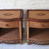 Pair of Wicker Bedside Tables, Vivai Del Sud, design XX Italy