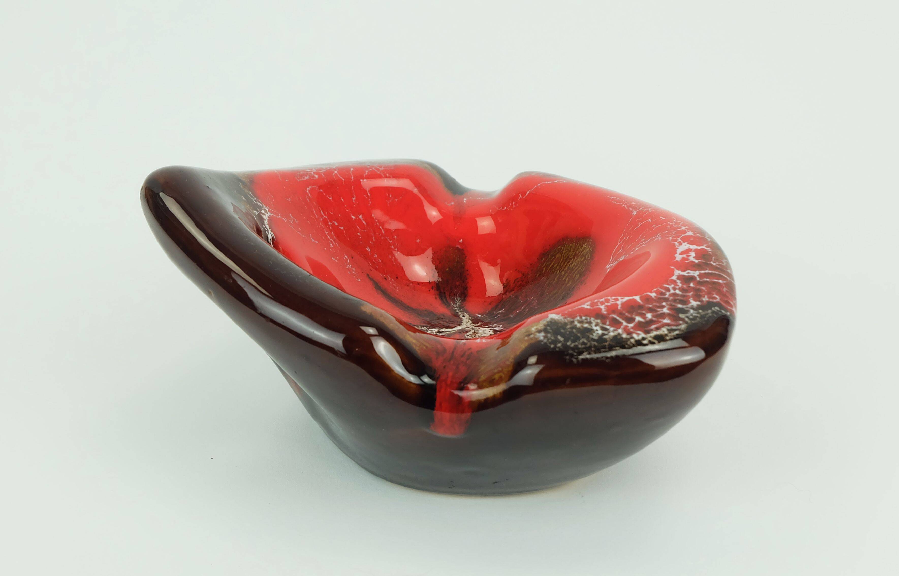 French mid century vintage ceramic bowl vallauris drip glaze organic shape