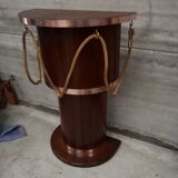 Dutch boat bar solid oak and red copper 1940 1950 art deco