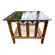 Square coffee table in smoked glass and bamboo, 1970.