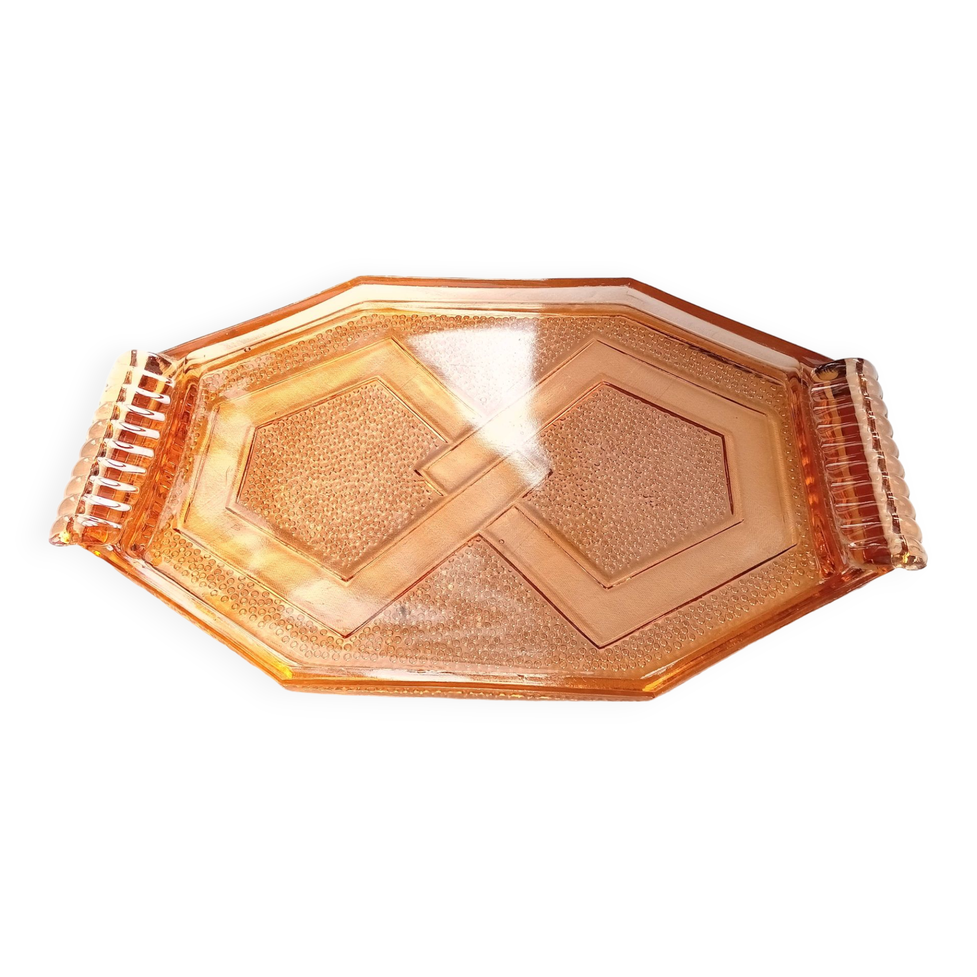 Plateau en verre rose