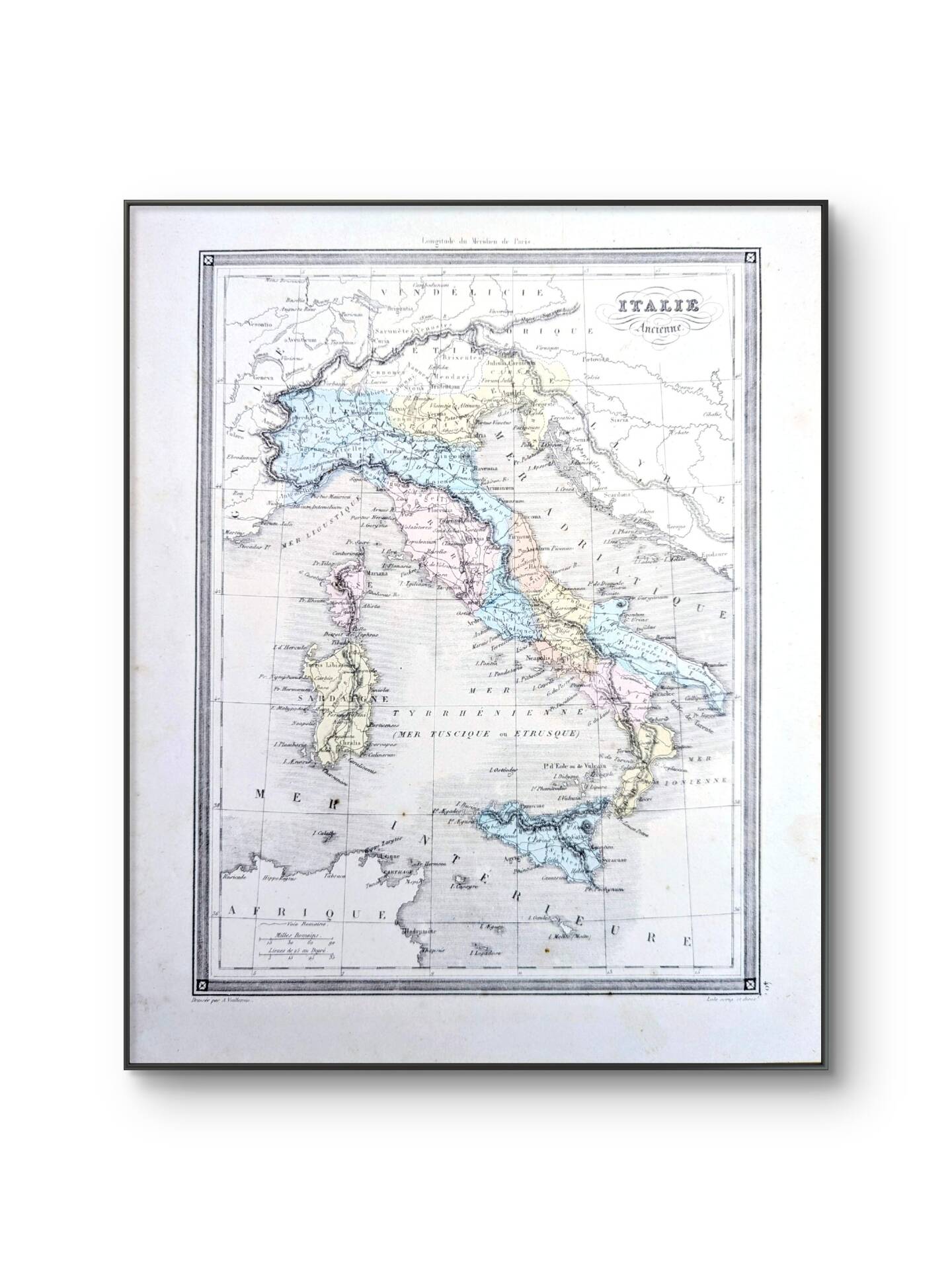 L'Italie ancienne, carte ancienne, imprimée en 1852.