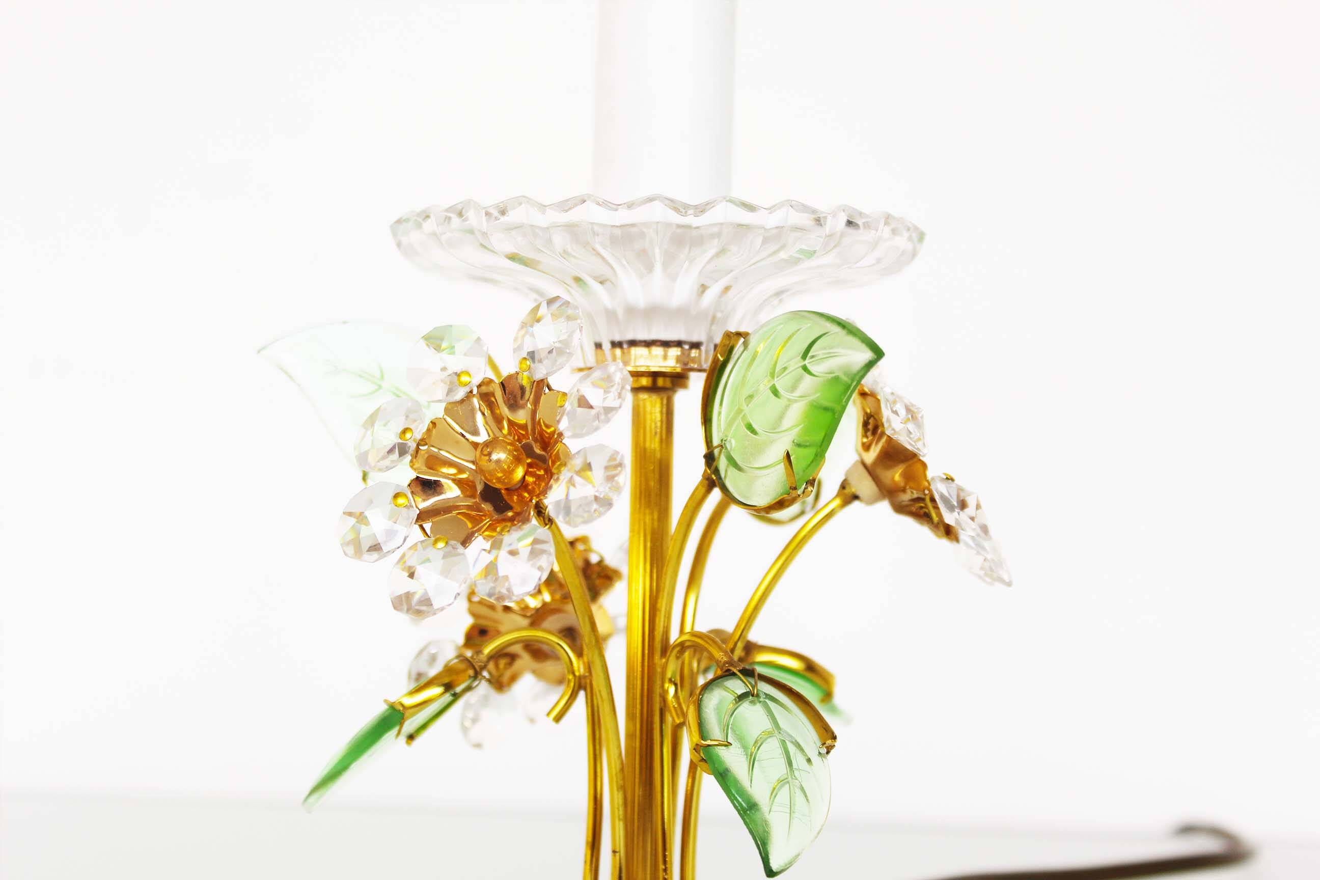 Incredible gilt and crystal Floral table lamp by Palwa