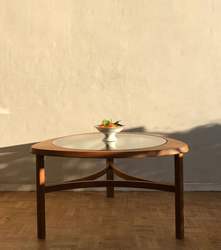 Teak and glass coffee table, Nathan edition of the 1960