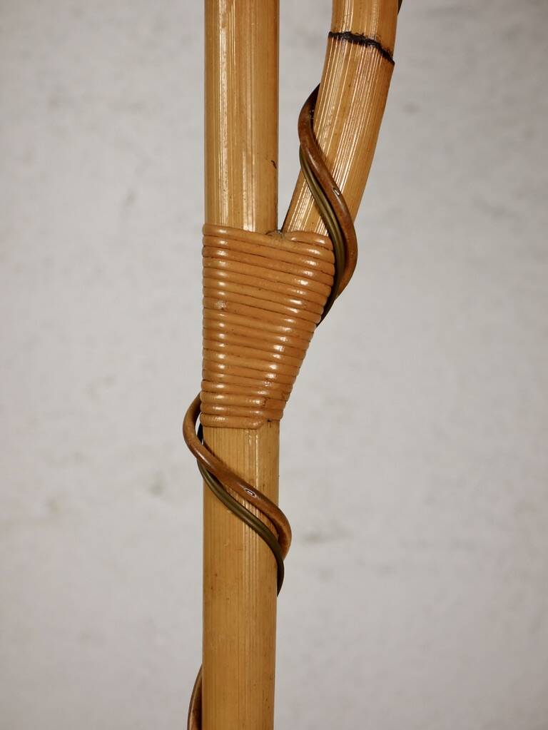 Louis Sognot rattan floor lamp from the 60s