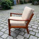 Fauteuil Senator en laine beige teck par Ole Wanscher pour Cado