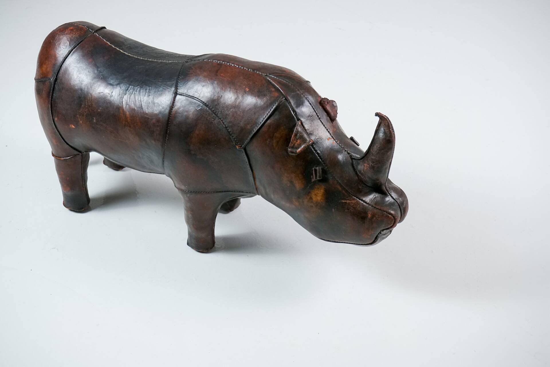 Rhinoceros Leather Footstool by Dimitri Omersa