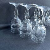 14 Meisenthal blown and engraved digestive glasses