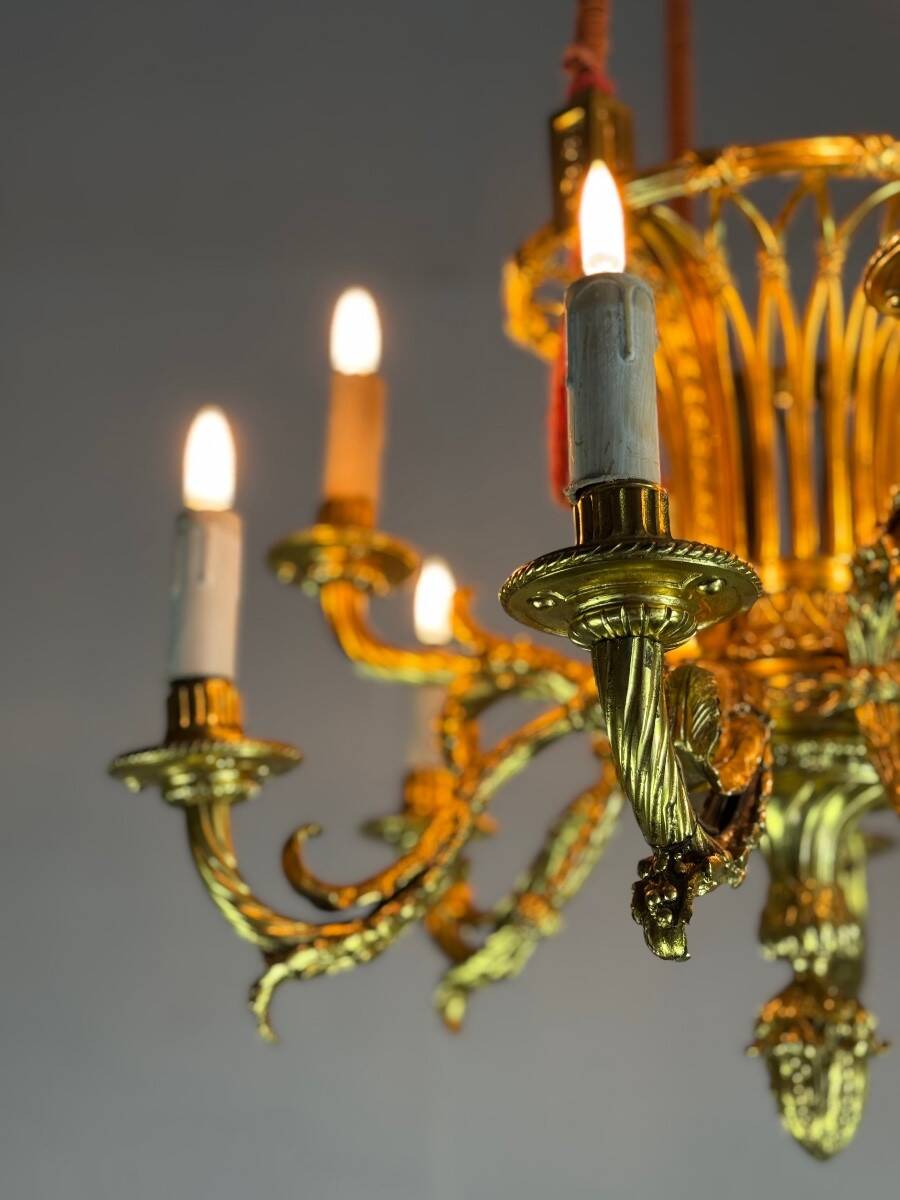 Louis XVI Style Basket Chandelier in Gilt Bronze Circa 1880
