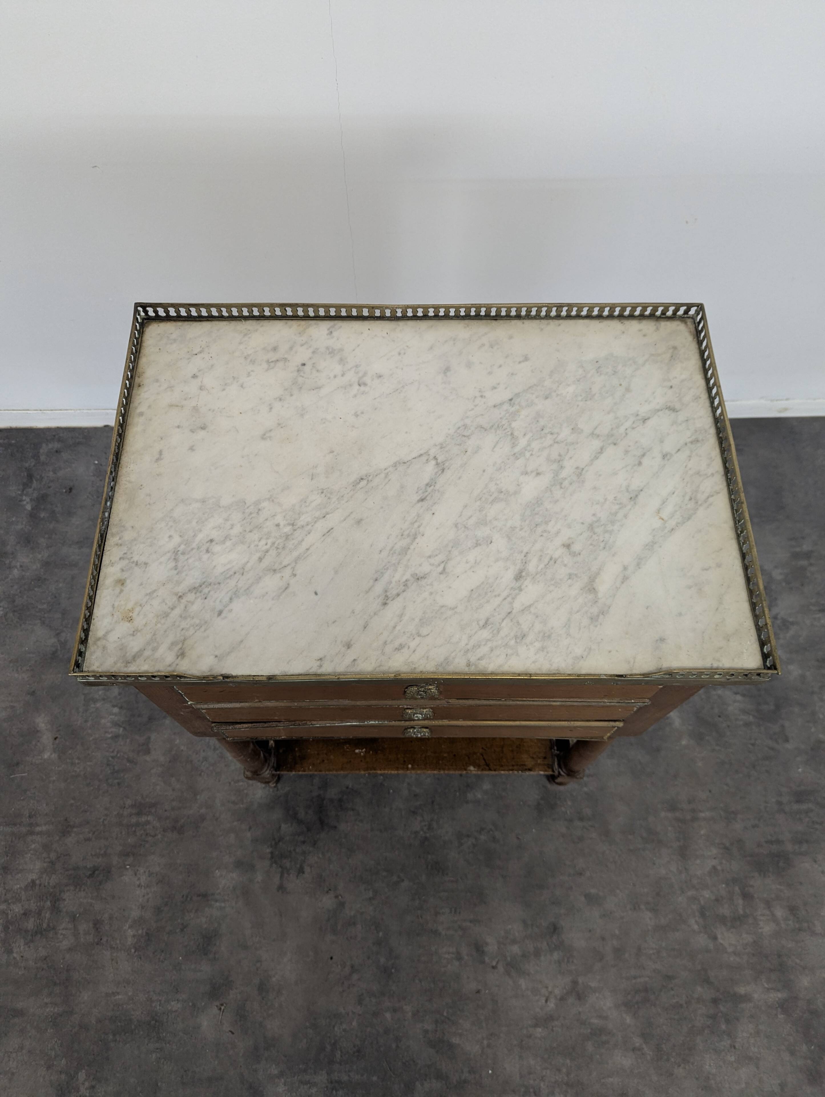 Louis XVI period mahogany gallery bedside table