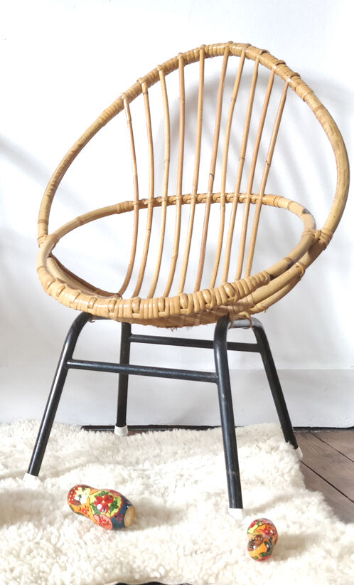 Fauteuil enfant vintage en rotin