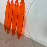 Geometric coffee table glass and orange plexi design 70s Space vintage age