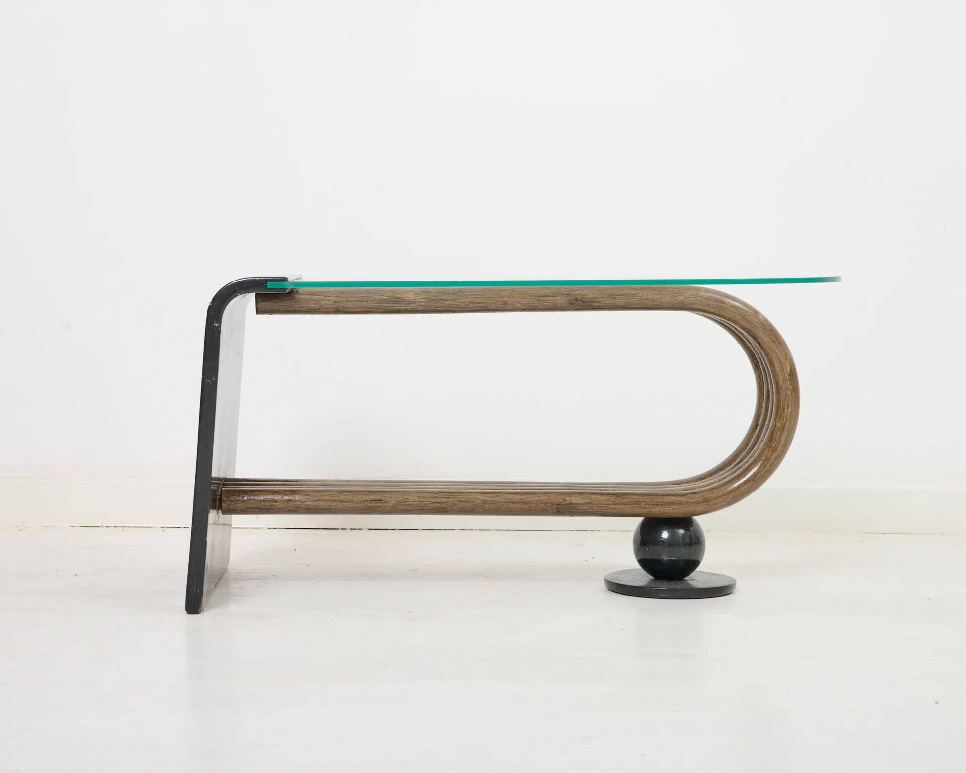 Curved wooden coffee table, 1960-70