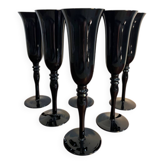 Flûte coupé à champagne verre violet foncé noir