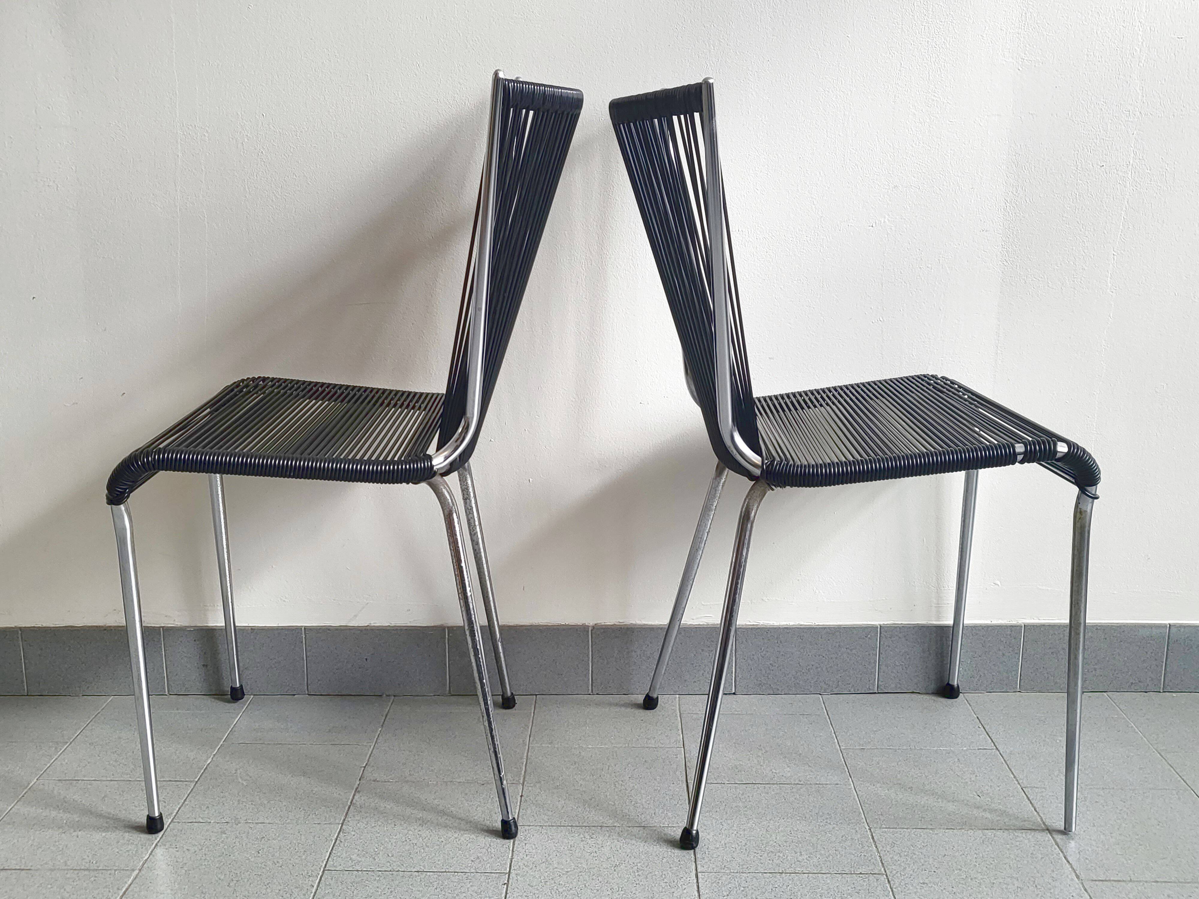 Set of 4 vintage scoubidou chairs 1960