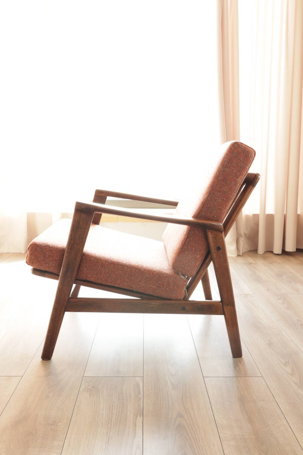 Vintage rust bronze armchair Scandinavian design 1960