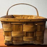Panier en noyer tressé année 60
