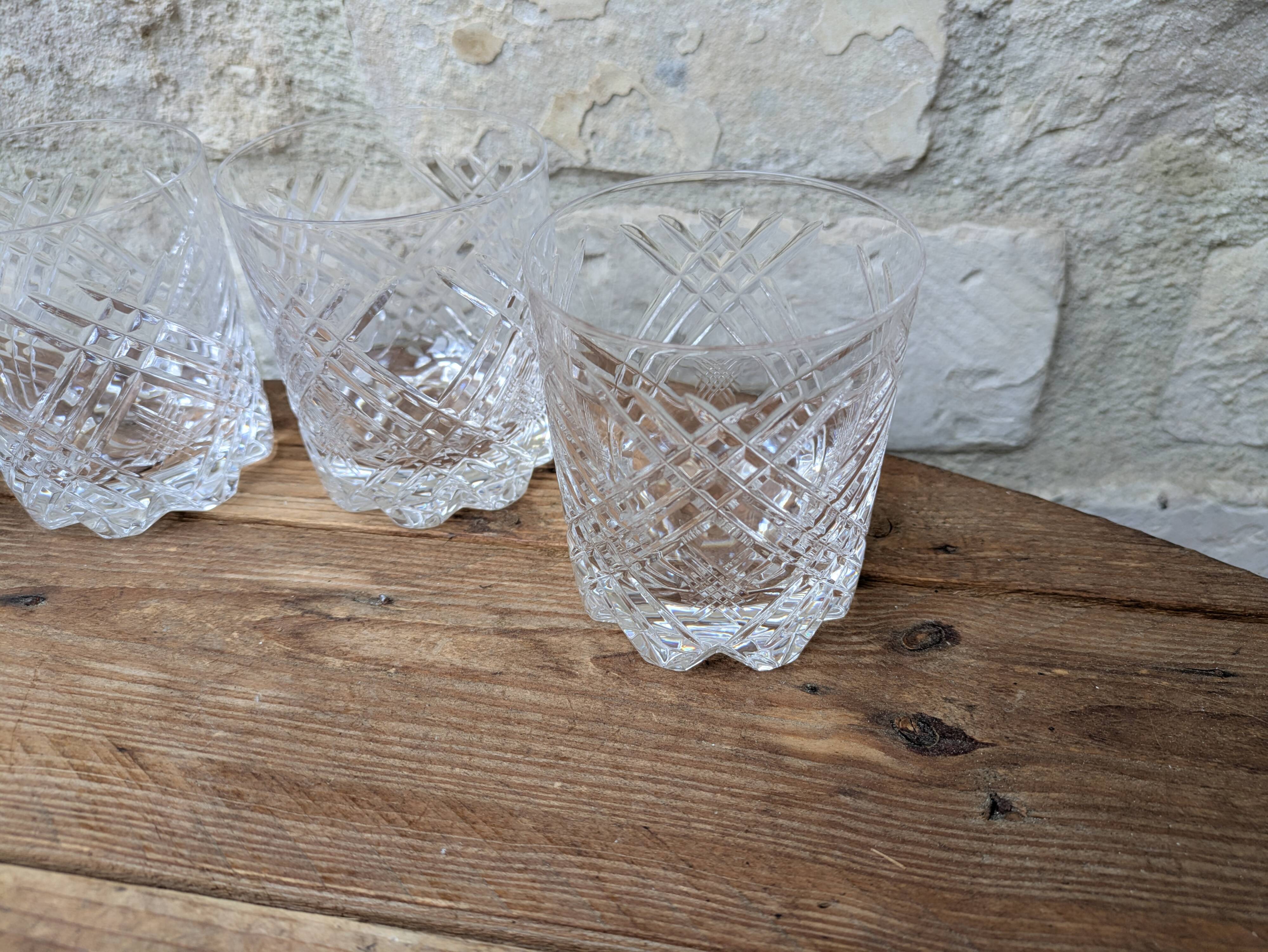 Set of 4 cut crystal whisky glasses from Cristal de Vannes