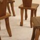 Ensemble de 6 chaises en noyer massif, France, 1970's