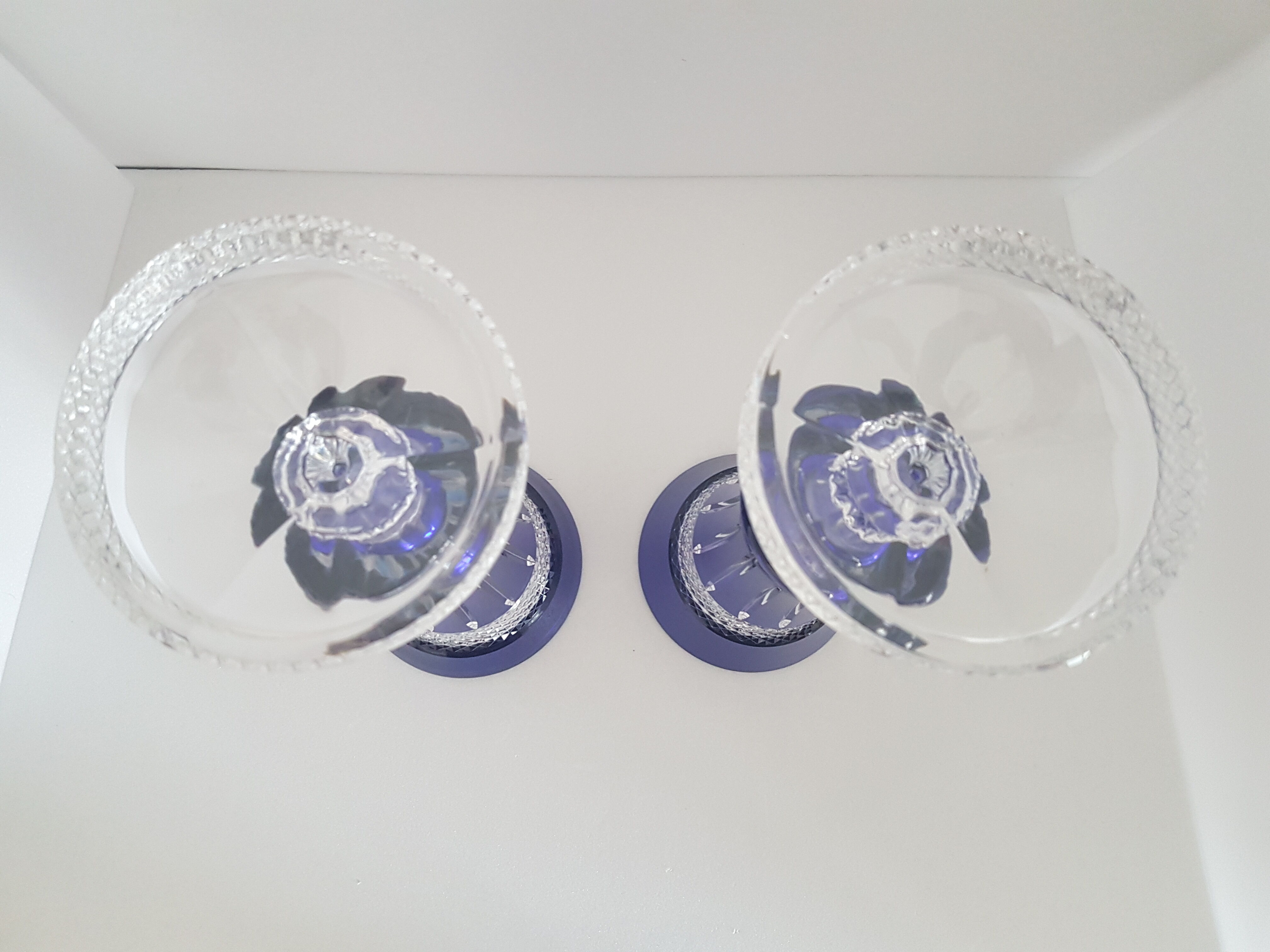 Pair of blue vases crystallism of Lorraine, Saint-Louis- tommy collection