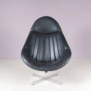 1960s swivel easy chair on chrome crossbase with black skai seat / Rudolf Wolf / Rohé, Netherlands