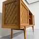 Antique French vintage 50s design wooden and rattan sideboard