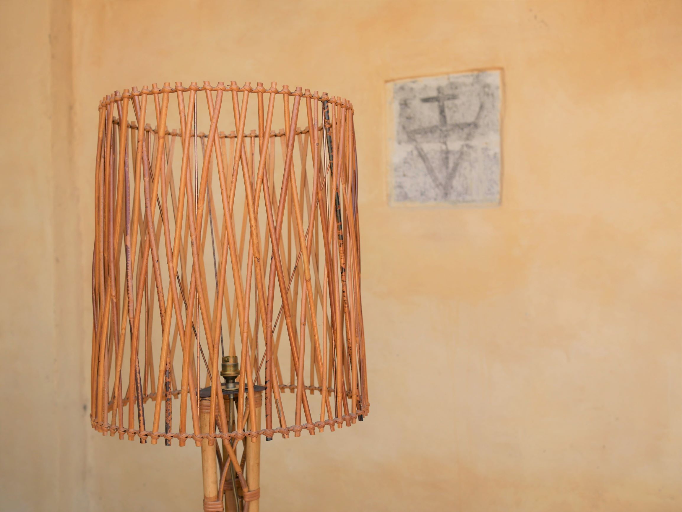 Vintage rattan floor lamp