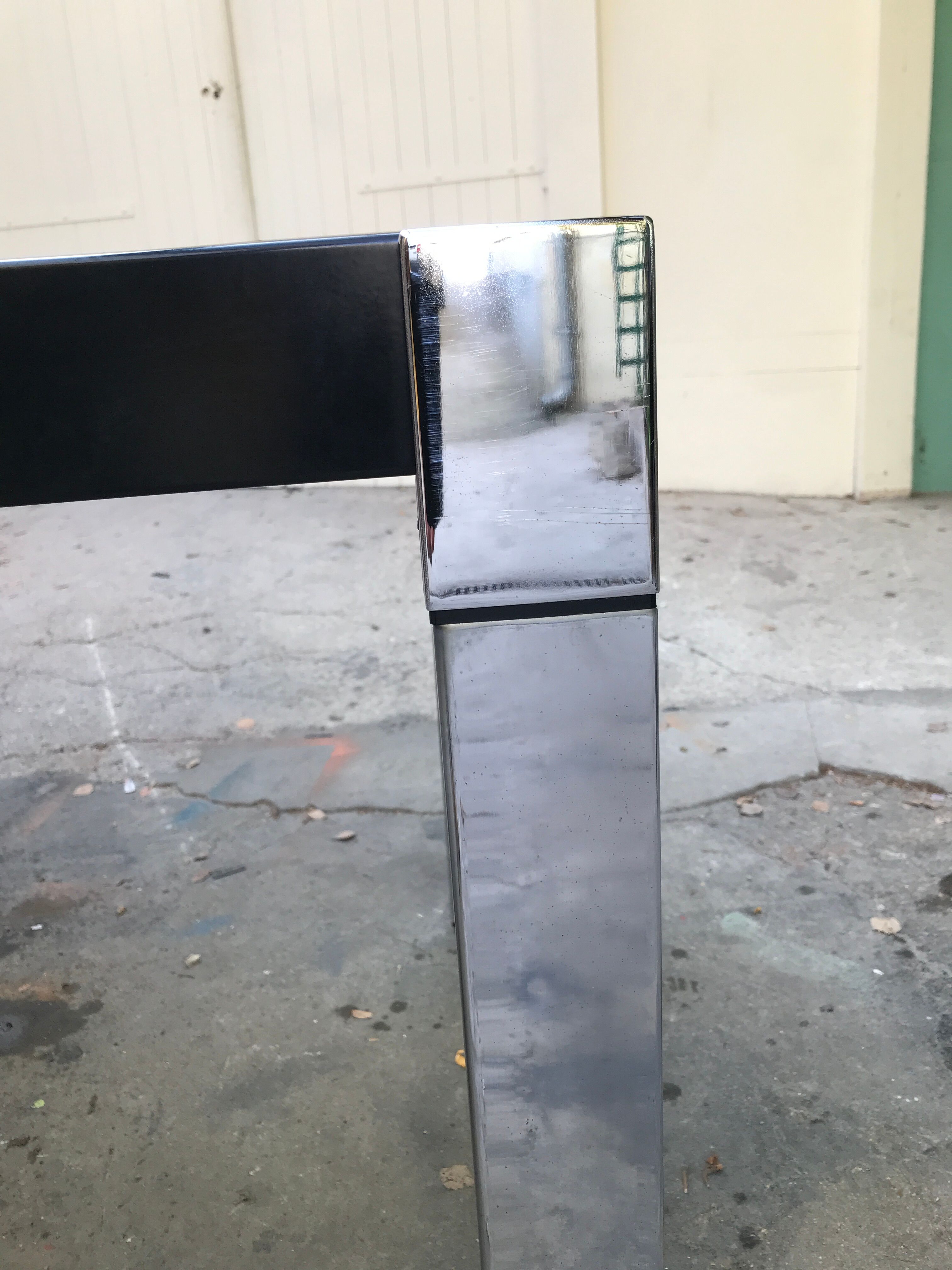 Chrome dining table and glass system