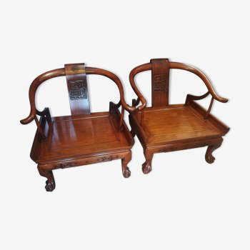 Pair of Chinese armchairs made of exotic wood