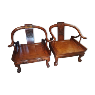 Pair of Chinese armchairs made of exotic wood
