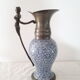 Earthenware and pewter ewer with mermaid handle