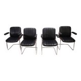 Martin Stoll set of 4 leather dining/conference chairs by Prof. Karl Dittert
