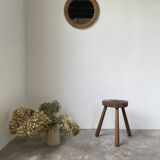50s tripod oak stool