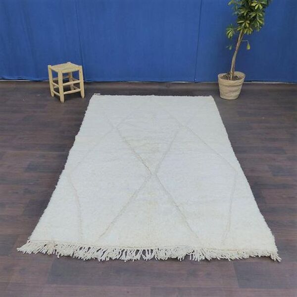 Tapis beni ouarain blancs grands losanges  145 X 255 cm