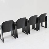 Chaises de salle à manger en cuir noir Dialogo par Afra et Tobia Scarpa pour B&B Italia