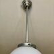 Minimalist chrome and opaline pendant lamp 1950