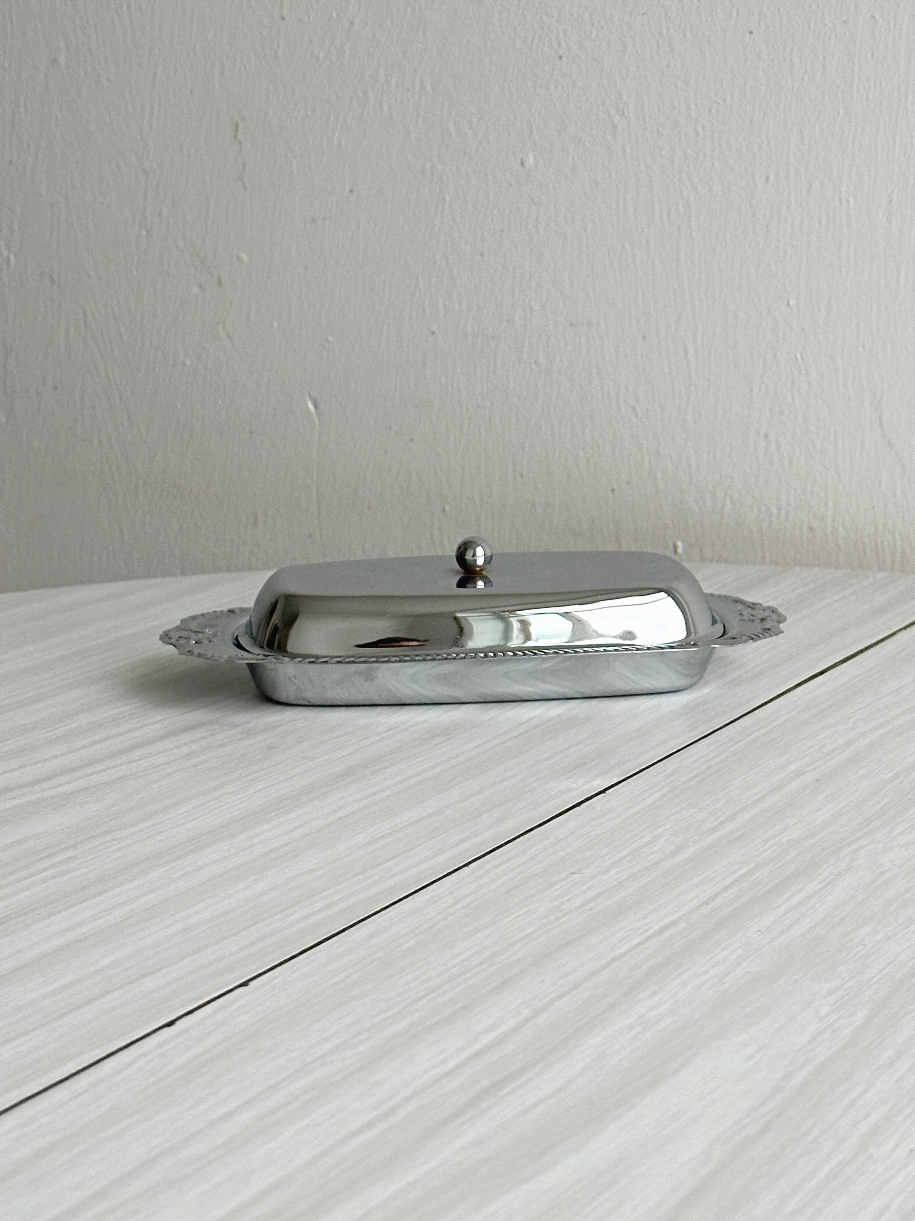 light metal butter dish