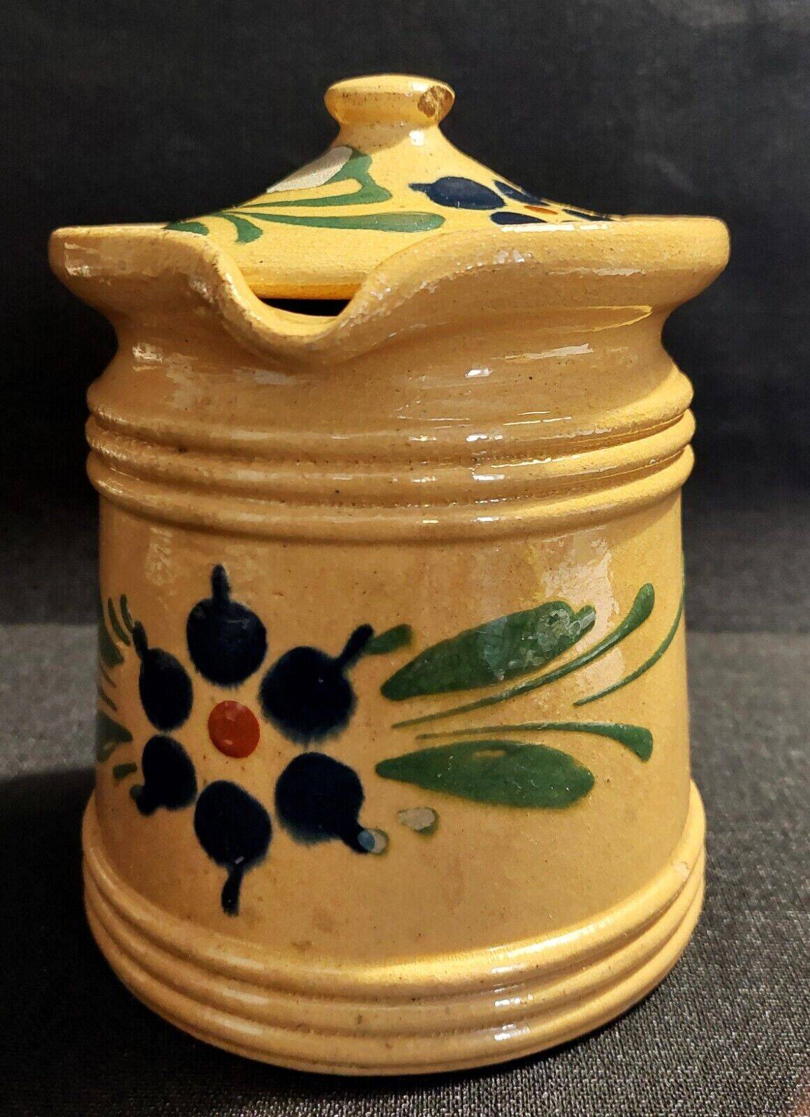 Covered pitcher glazed terracotta Alsace Soufflenheim early 20th century