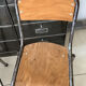 Pair of vintage adult school chairs in patinated metal