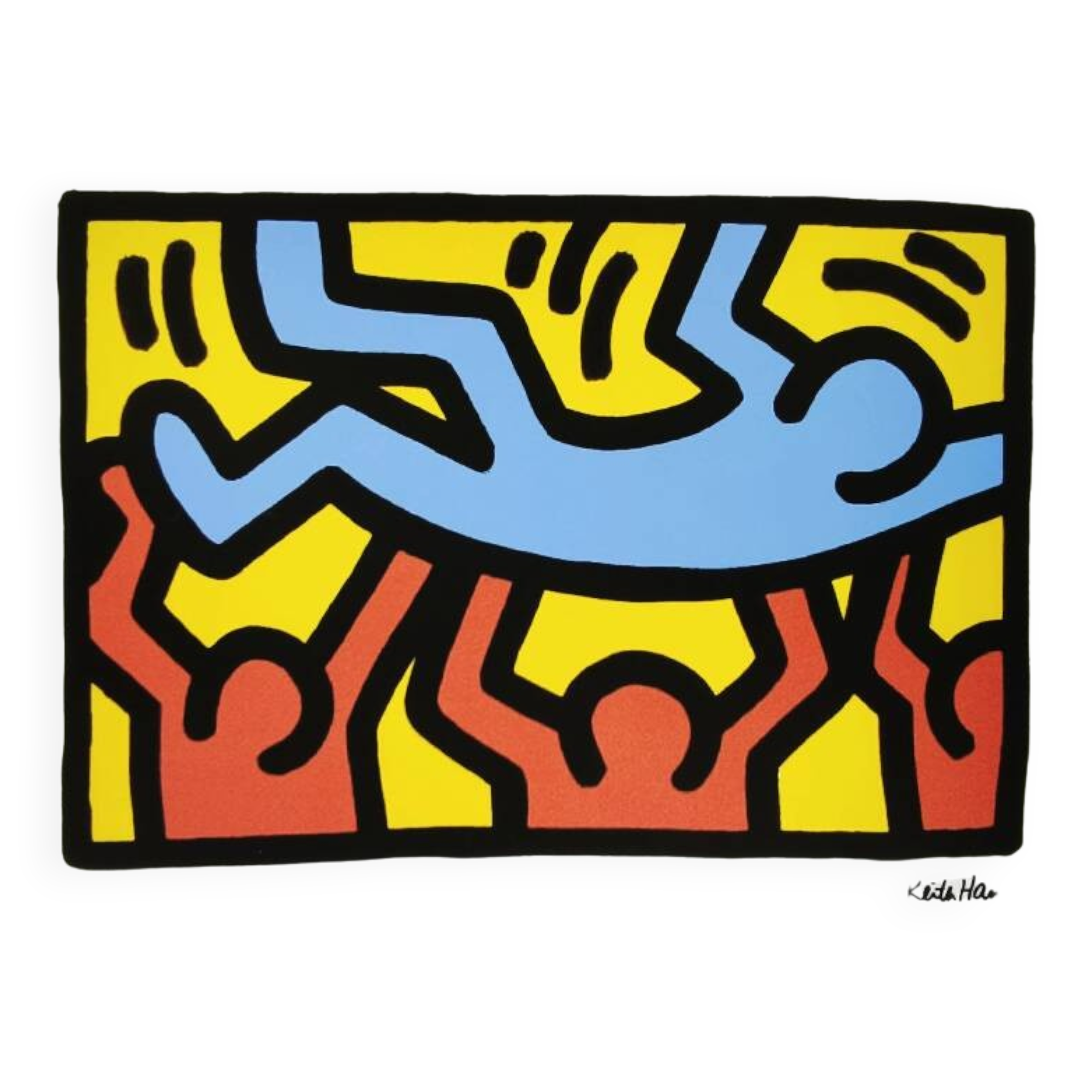 Keith Haring Lithograph Limited Edition, Numbered with Pencil, 1990s