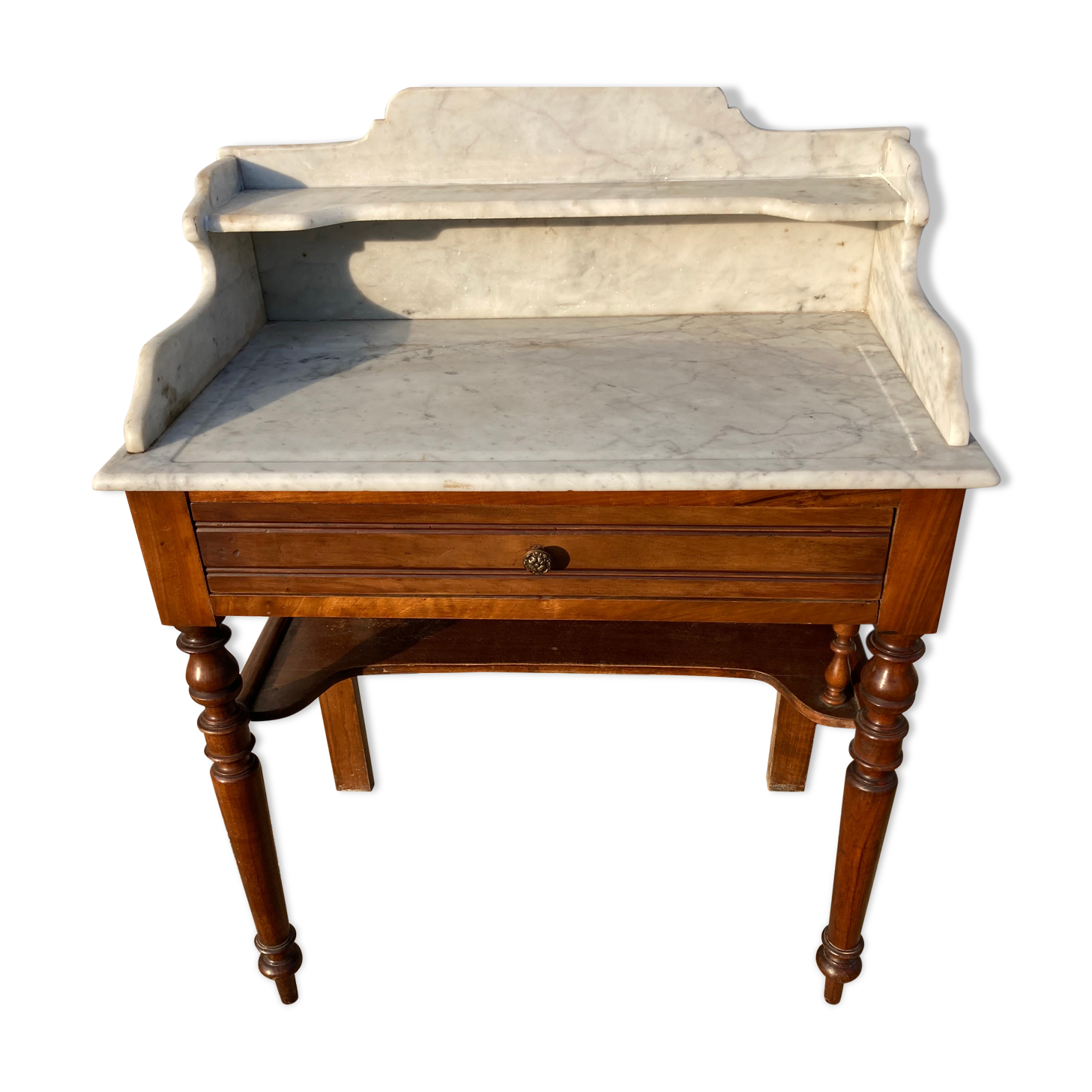 Pine hairdresser with marble tray