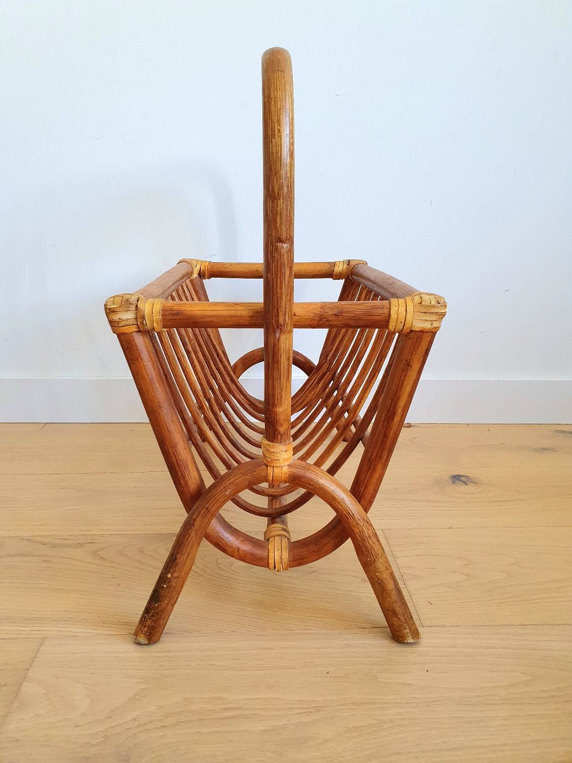 Vintage rattan magazine rack
