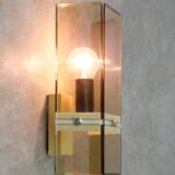 Italian Smoked Plexiglas Sconce for Guzzini, 1970s