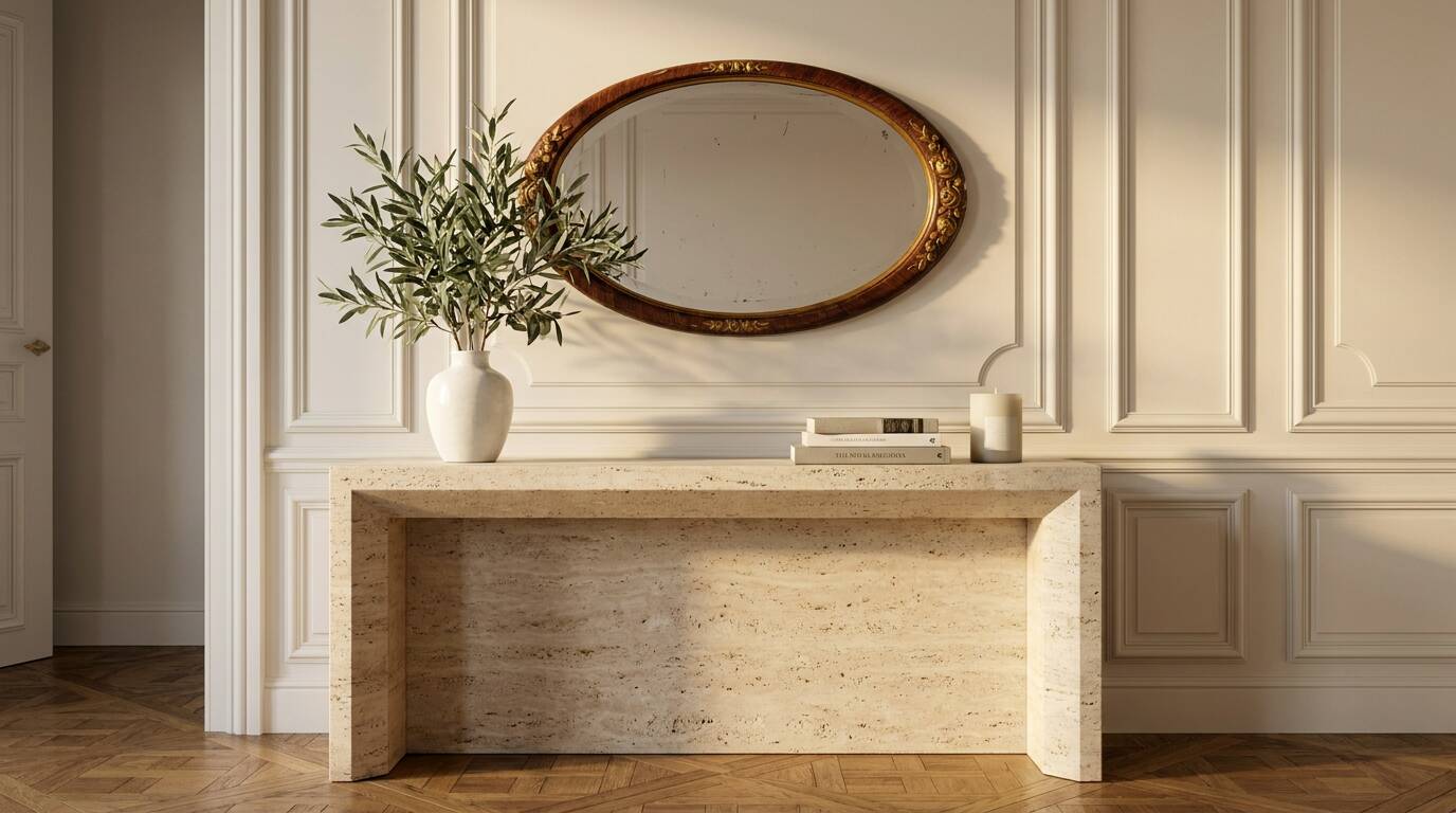Vintage oval mirror – Patinated gold floral decorative frame