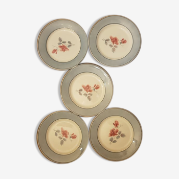 Lot de 5 assiettes Digoin Sarreguemines modèle Alain