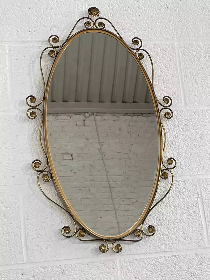 50s oval brass mirror