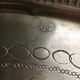 Golden service tray in vintage brass