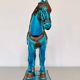 Sculpture d’un cheval Tang en faïence bleue turquoise
